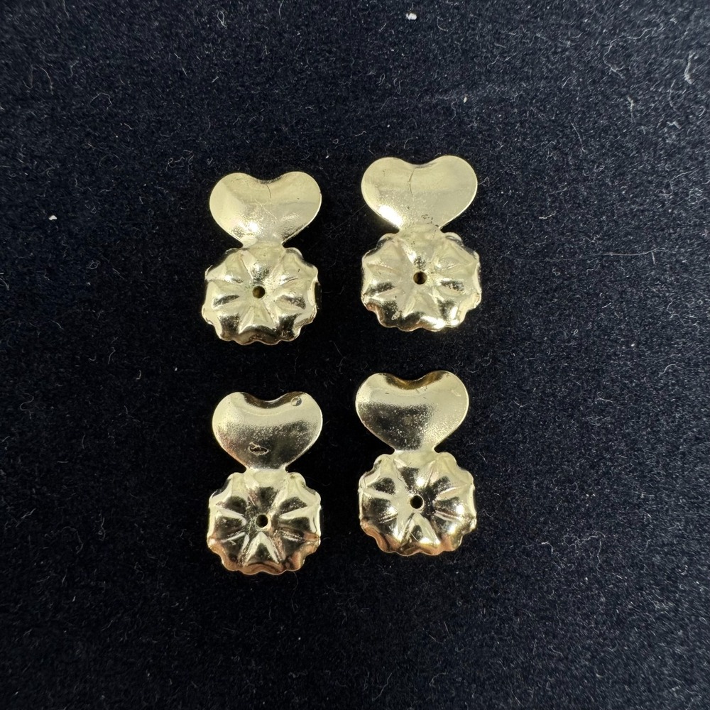 (2)‎ Pairs Sterling Silver Monster Earring Backs 925 Gold Tone Hearts
